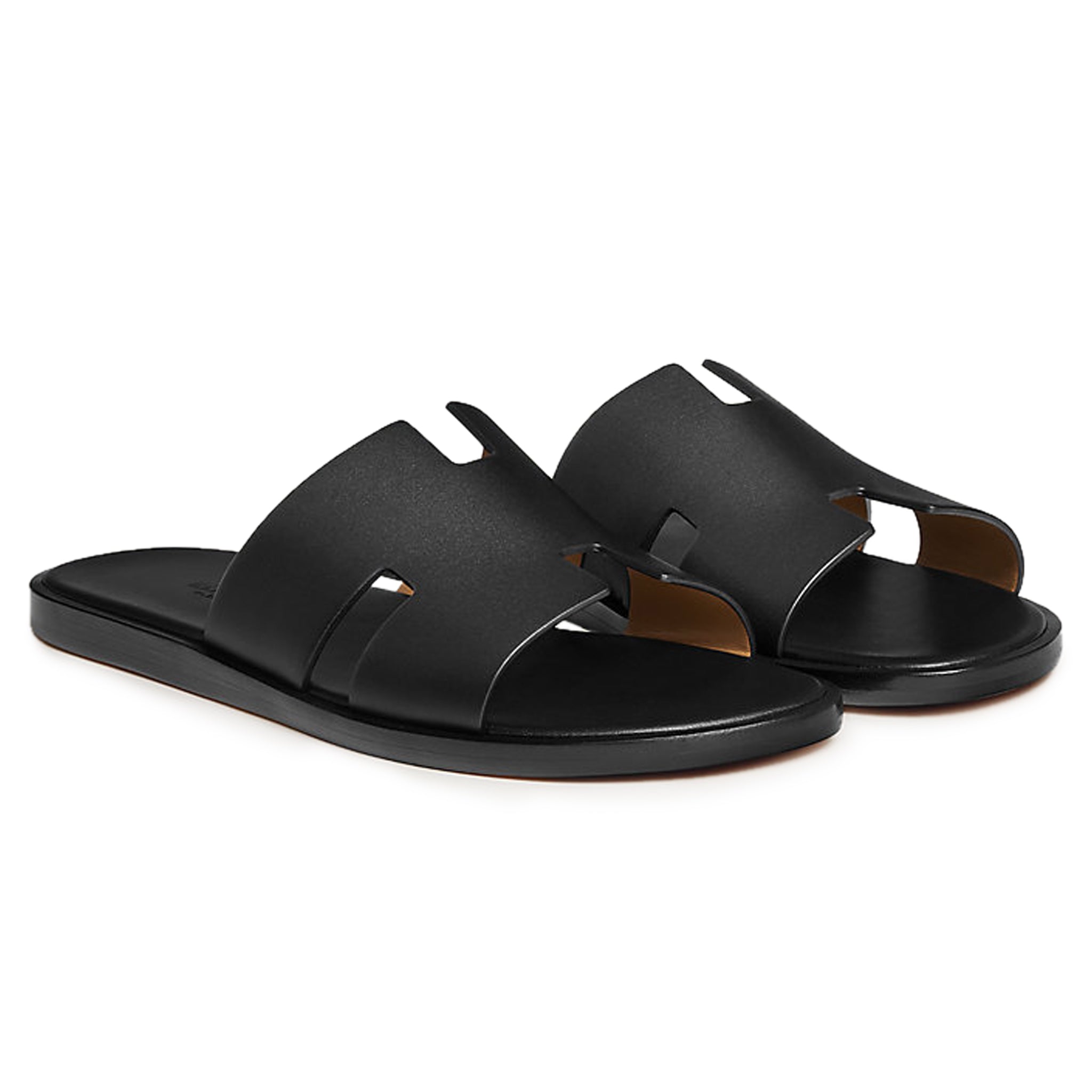 Front Side View of Preloved - Hermes Paris Izmir Black Sandal H041141ZH01395